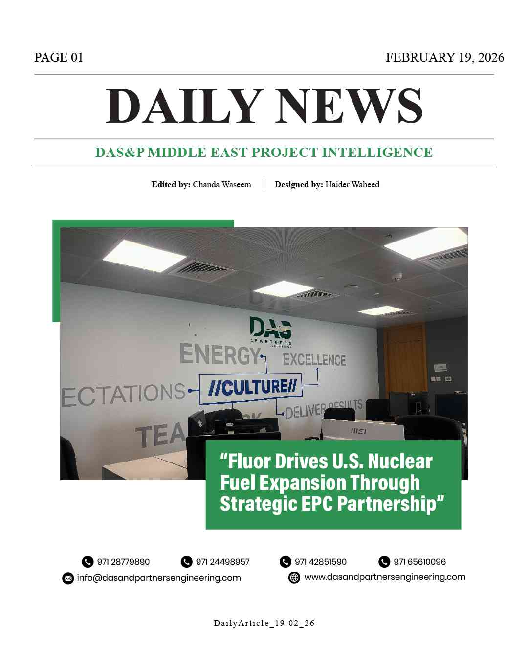 Daily News with DAS&P - 19th Feb 2026
