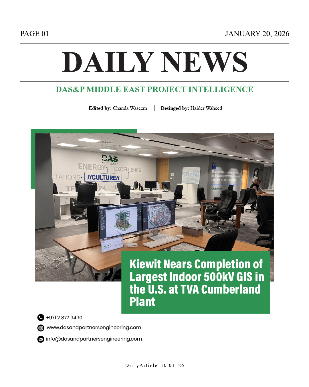 Daily News with DAS&P - 20th Jan 2026