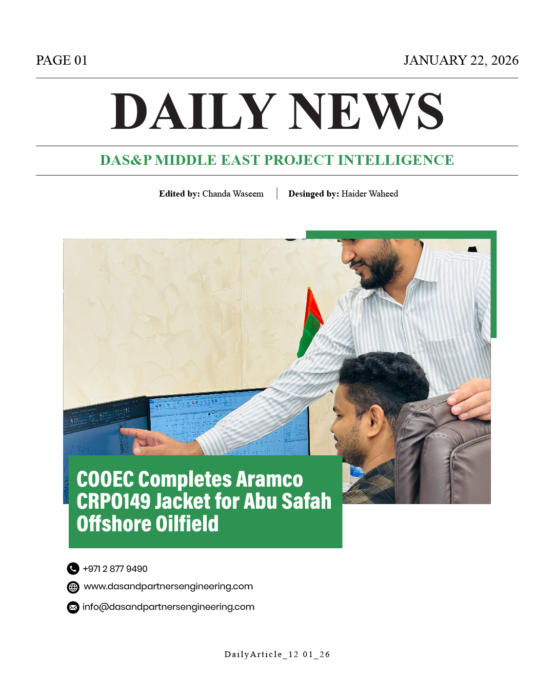 Daily News with DAS&P - 22th Jan 2026