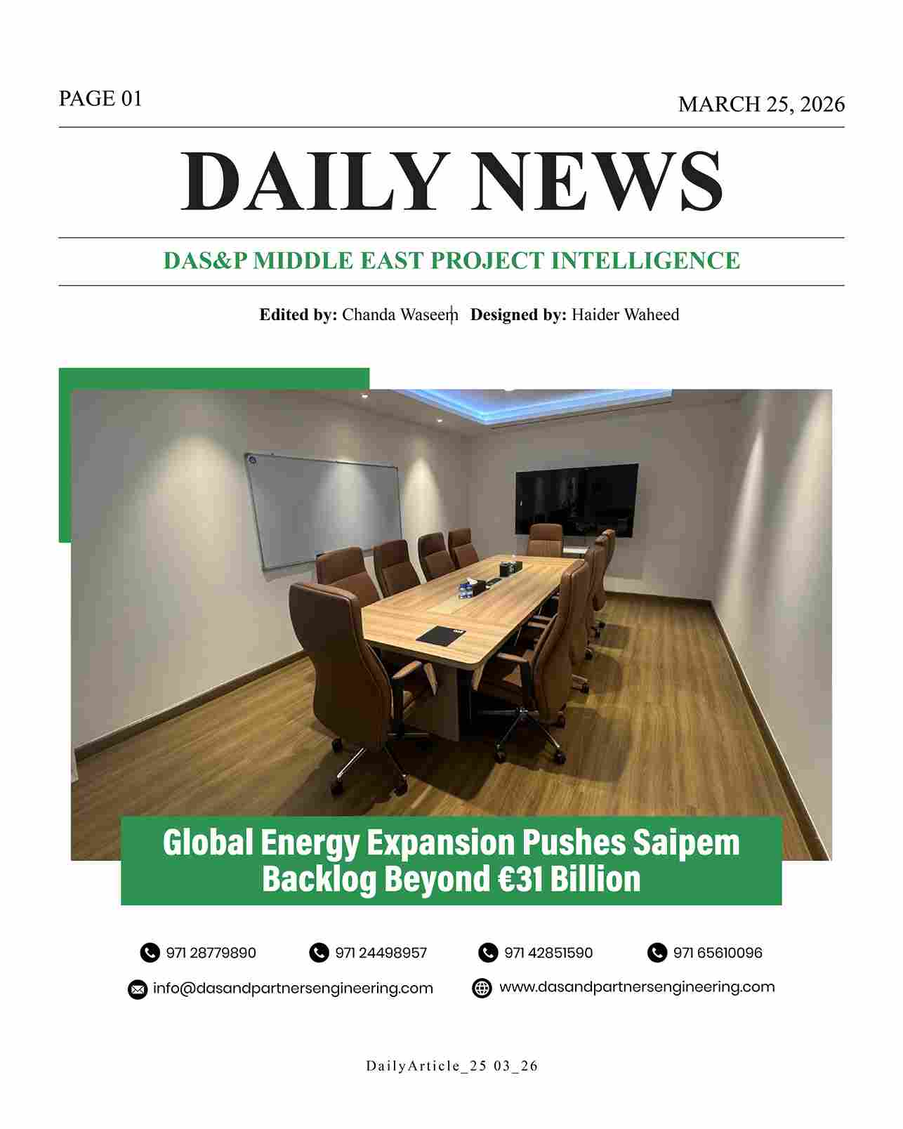Daily News with DAS&P - 25th Mar 2026